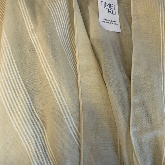 Time and Tru Women's Fringed Stripe Ruana, Ivory Wrap Shawl Rebozo - Picture 4 of 4